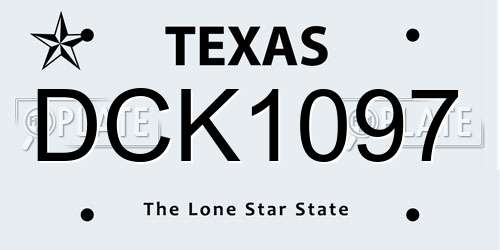 DCK1097 Texas License Plate