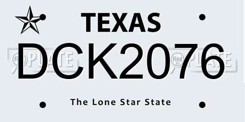 DCK2076 Texas License Plate