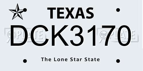 DCK3170 Texas License Plate
