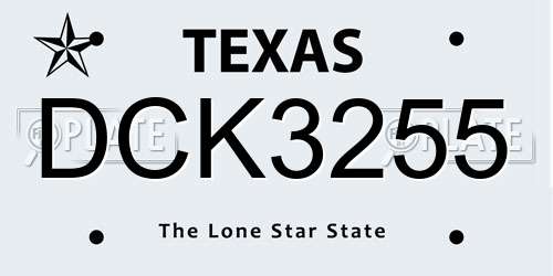 DCK3255 Texas License Plate