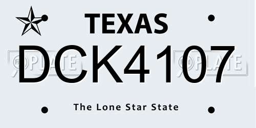 DCK4107 Texas License Plate