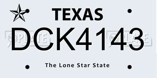 DCK4143 Texas License Plate