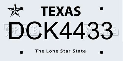 DCK4433 Texas License Plate