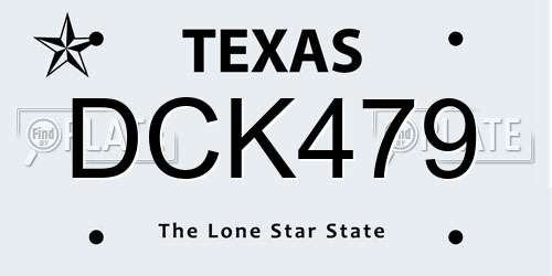 DCK479 Texas License Plate