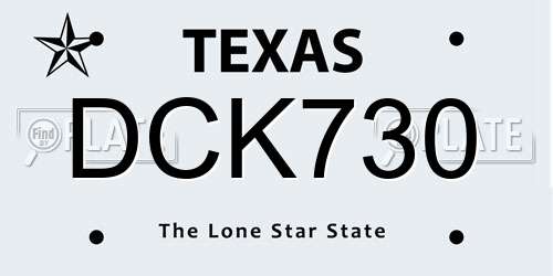 DCK730 Texas License Plate
