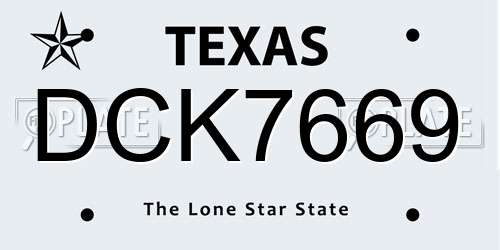 DCK7669 Texas License Plate