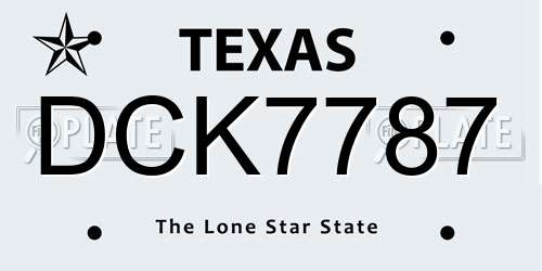DCK7787 Texas License Plate