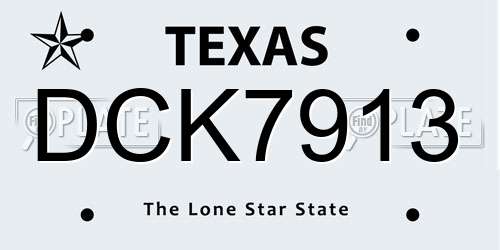 DCK7913 Texas License Plate