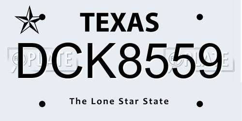 DCK8559 Texas License Plate