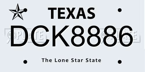 DCK8886 Texas License Plate