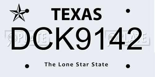 DCK9142 Texas License Plate