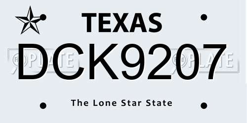 DCK9207 Texas License Plate