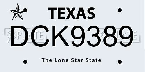 DCK9389 Texas License Plate