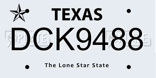 DCK9488 Texas License Plate