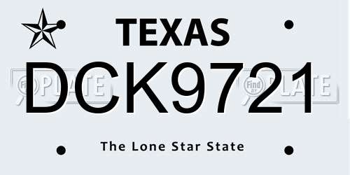 DCK9721 Texas License Plate