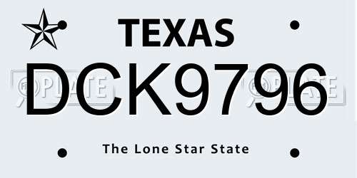 DCK9796 Texas License Plate