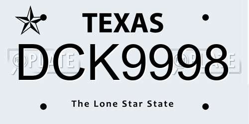 DCK9998 Texas License Plate