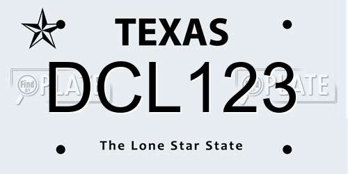 DCL123 Texas License Plate