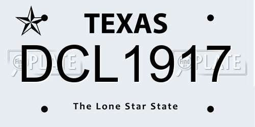 DCL1917 Texas License Plate