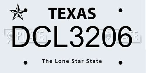 DCL3206 Texas License Plate