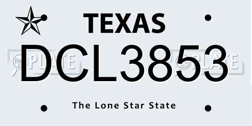 DCL3853 Texas License Plate