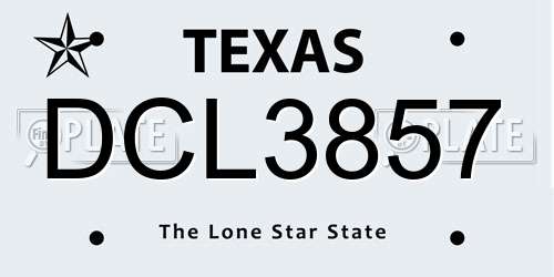 DCL3857 Texas License Plate