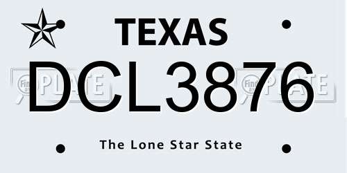 DCL3876 Texas License Plate