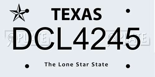DCL4245 Texas License Plate
