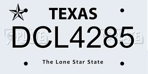 DCL4285 Texas License Plate