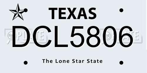 DCL5806 Texas License Plate