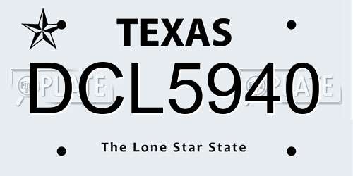 DCL5940 Texas License Plate