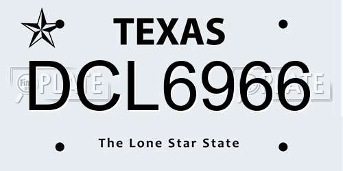 DCL6966 Texas License Plate