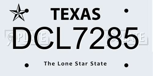 DCL7285 Texas License Plate