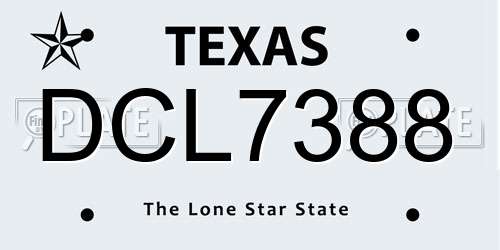 DCL7388 Texas License Plate