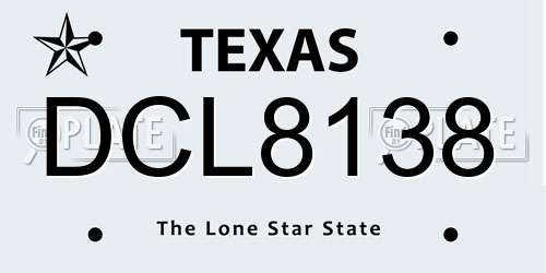 DCL8138 Texas License Plate