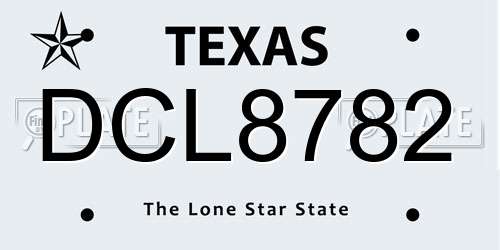 DCL8782 Texas License Plate
