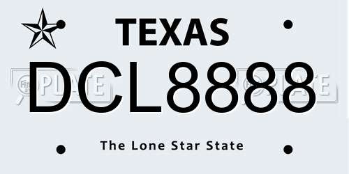 DCL8888 Texas License Plate
