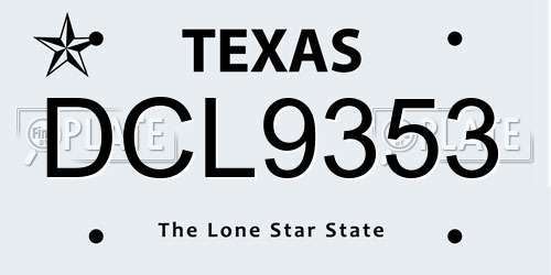 DCL9353 Texas License Plate