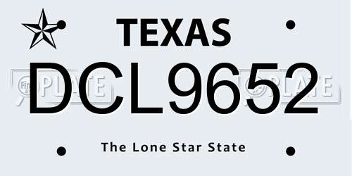 DCL9652 Texas License Plate