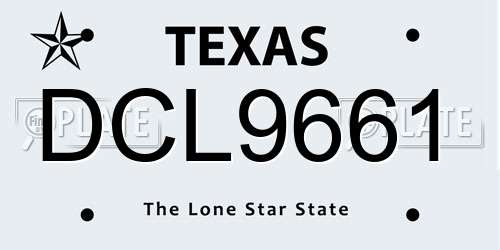 DCL9661 Texas License Plate
