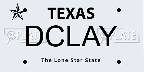 DCLAY Texas License Plate