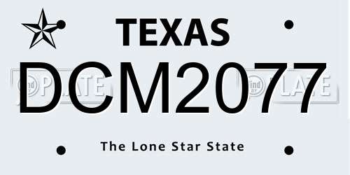 DCM2077 Texas License Plate