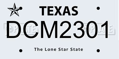 DCM2301 Texas License Plate