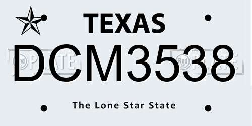 DCM3538 Texas License Plate