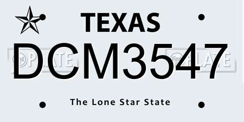 DCM3547 Texas License Plate