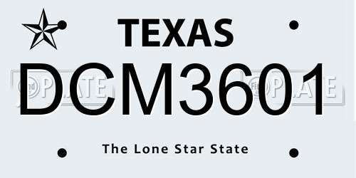 DCM3601 Texas License Plate