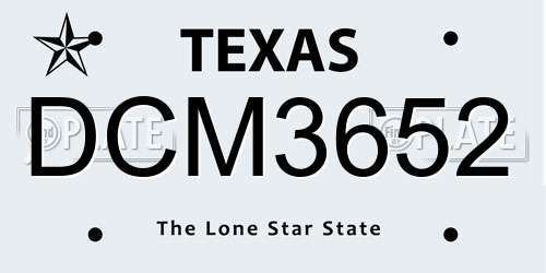 DCM3652 Texas License Plate