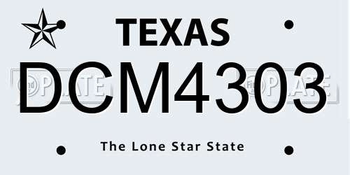 DCM4303 Texas License Plate