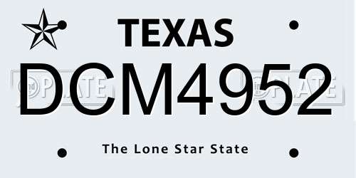 DCM4952 Texas License Plate