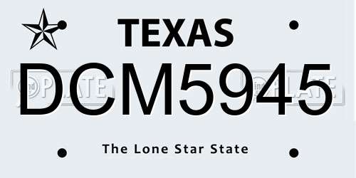 DCM5945 Texas License Plate
